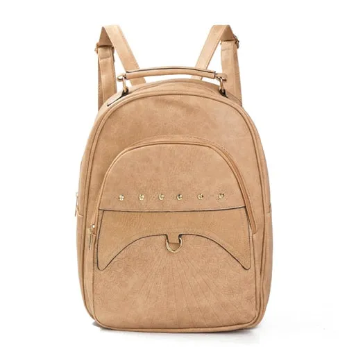Female Women High-quality PU Capacity Bagpack Bags Backpack Vintage Backpacks Large Leather Stylish design Bag REPRCLA School Rivet Shoulder Mochila