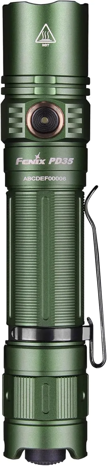 Fenix PD35 v3.0 Rechargeable Tactical Flashlight, 1700 Lumens EDC with Battery and Organizer (Green)