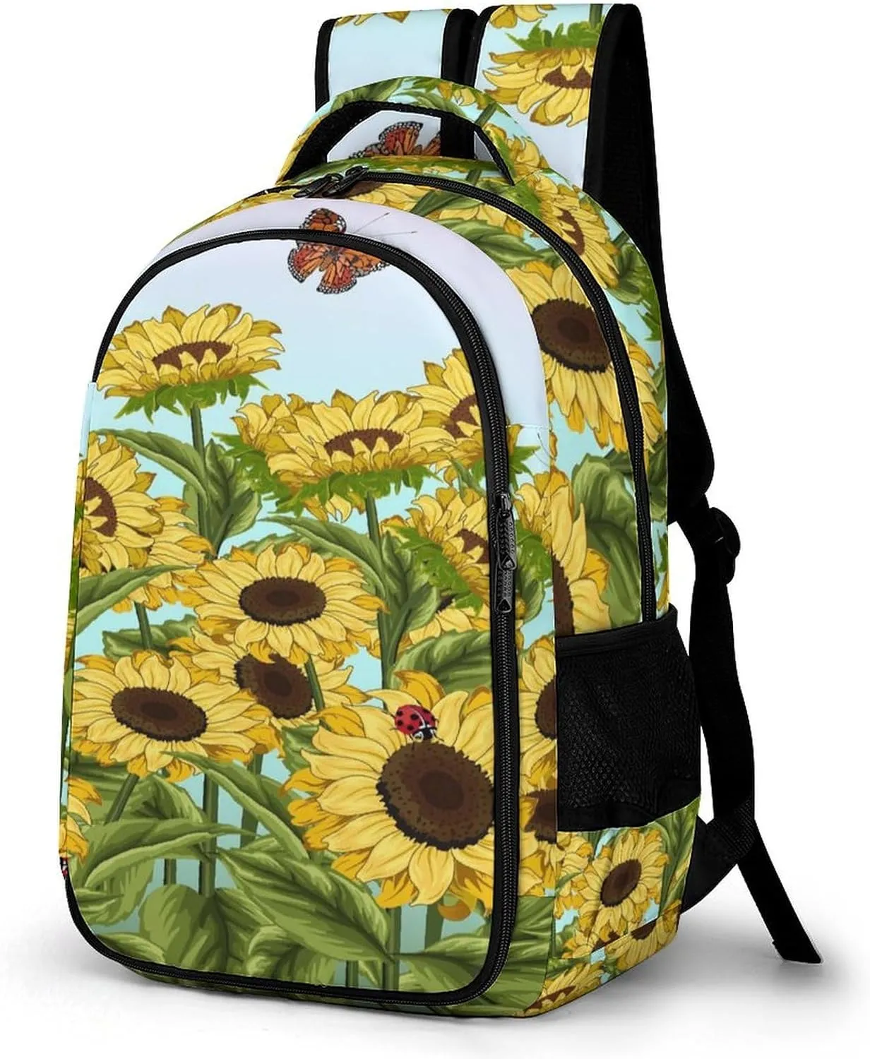 Field Sunflowers Butterflies Laptop Backpack Vintage Flowering Shrubs Travel Bags Daypack Durable Work Camping Hiking Back Packs for Women Men