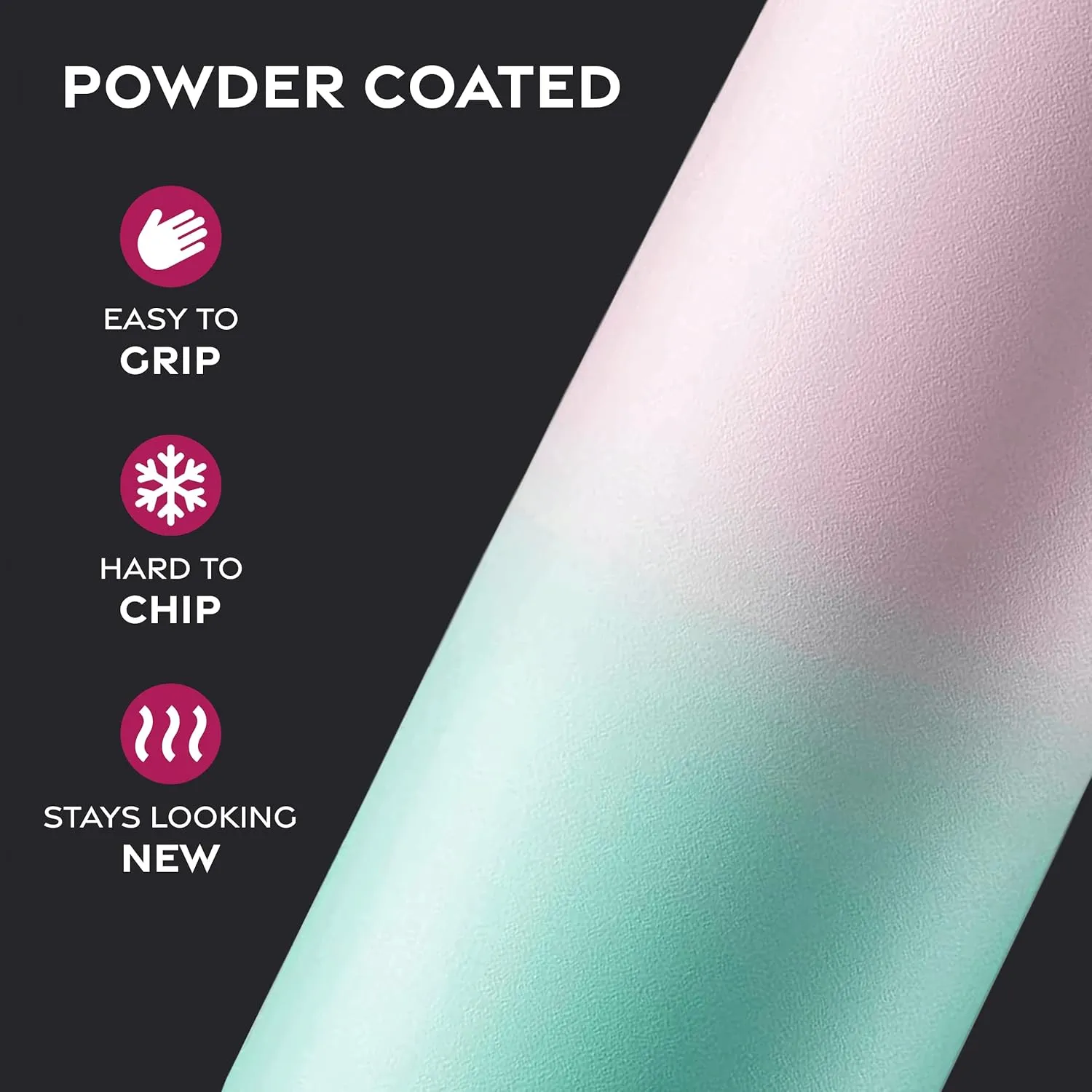 FineDine Water Bottle - Stainless Steel Insulated Water Bottle with Straw Lid, Flip Lid & Wide-Mouth Cap - Keeps Hot and Cold - 25 Oz / 739ml - Dreamy Pink-Green