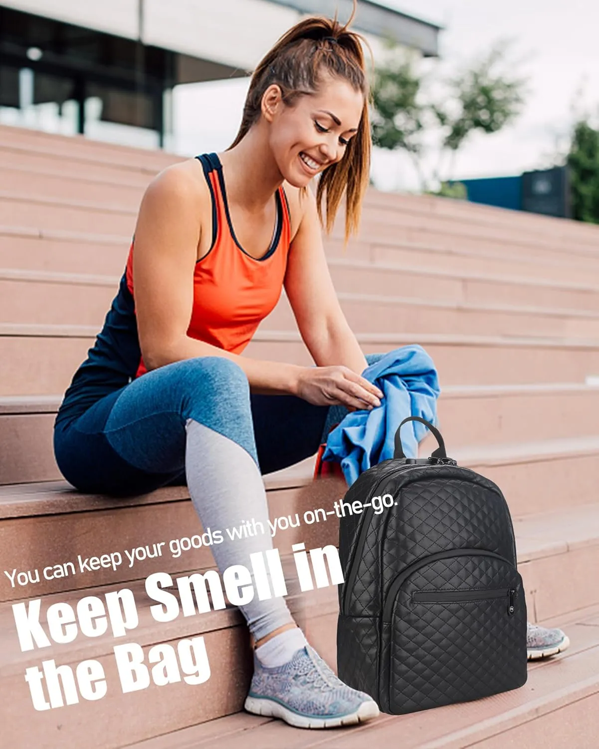 FIREDOG Smell Proof Backpacks with Lock, Smell Proof Bookbag Bag for Men Women Travel (Black)