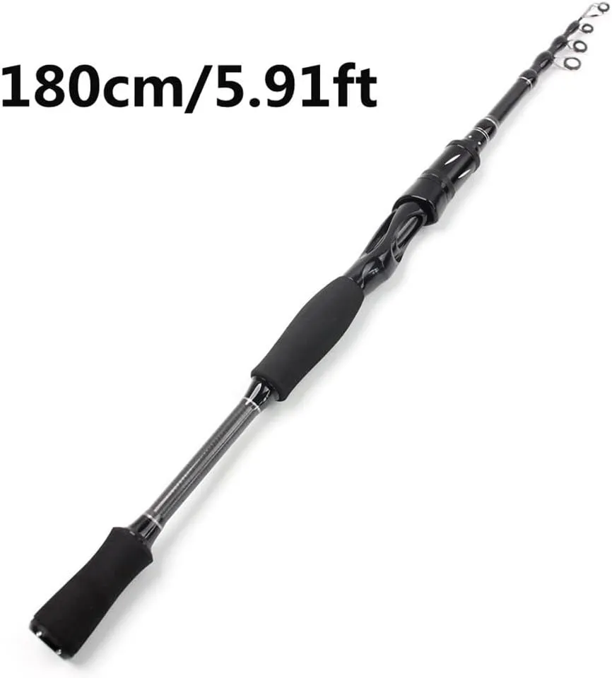Fishing Rod Carbon Shock Absorbing Spinning Rod Ultra Light Short Section Fishing Pole for Saltwater & Freshwater Fishing(1.8m)