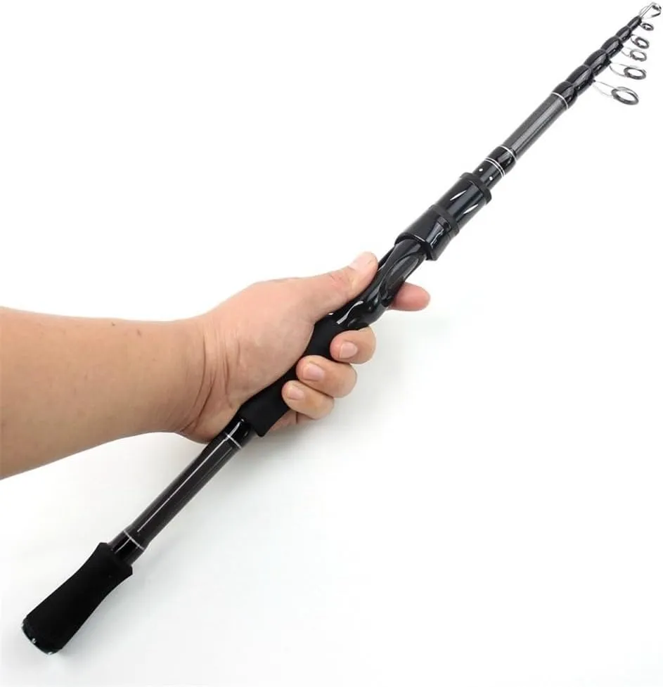 Fishing Rod Carbon Shock Absorbing Spinning Rod Ultra Light Short Section Fishing Pole for Saltwater & Freshwater Fishing(2.4m)