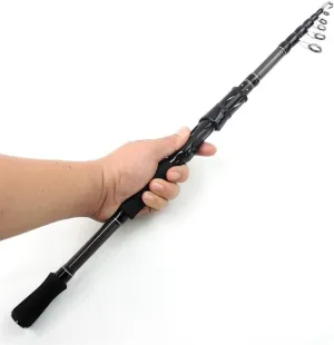 Fishing Rod Carbon Shock Absorbing Spinning Rod Ultra Light Short Section Fishing Pole for Saltwater & Freshwater Fishing(2.4m)