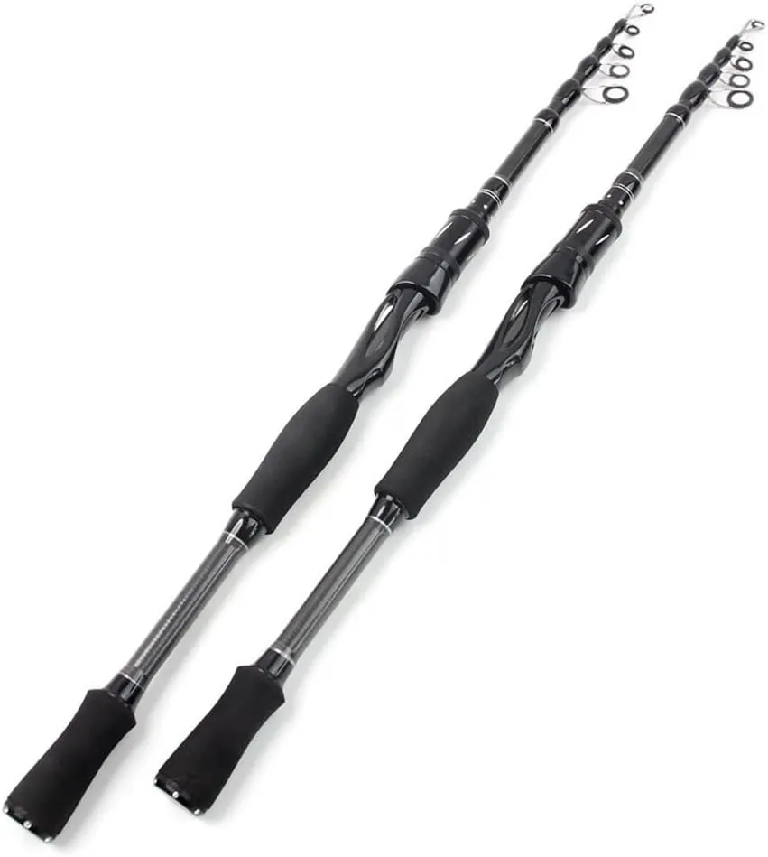 Fishing Rod Carbon Shock Absorbing Spinning Rod Ultra Light Short Section Fishing Pole for Saltwater & Freshwater Fishing(2.4m)