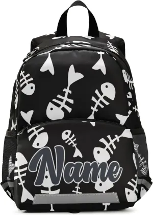 Fisyme Cute Fish Bone Custom Backpack Schoolbag Kids Daypack Toddler Travel School Bag Small Backpacks for Kindergarten Preschool Nursery Boys Girl