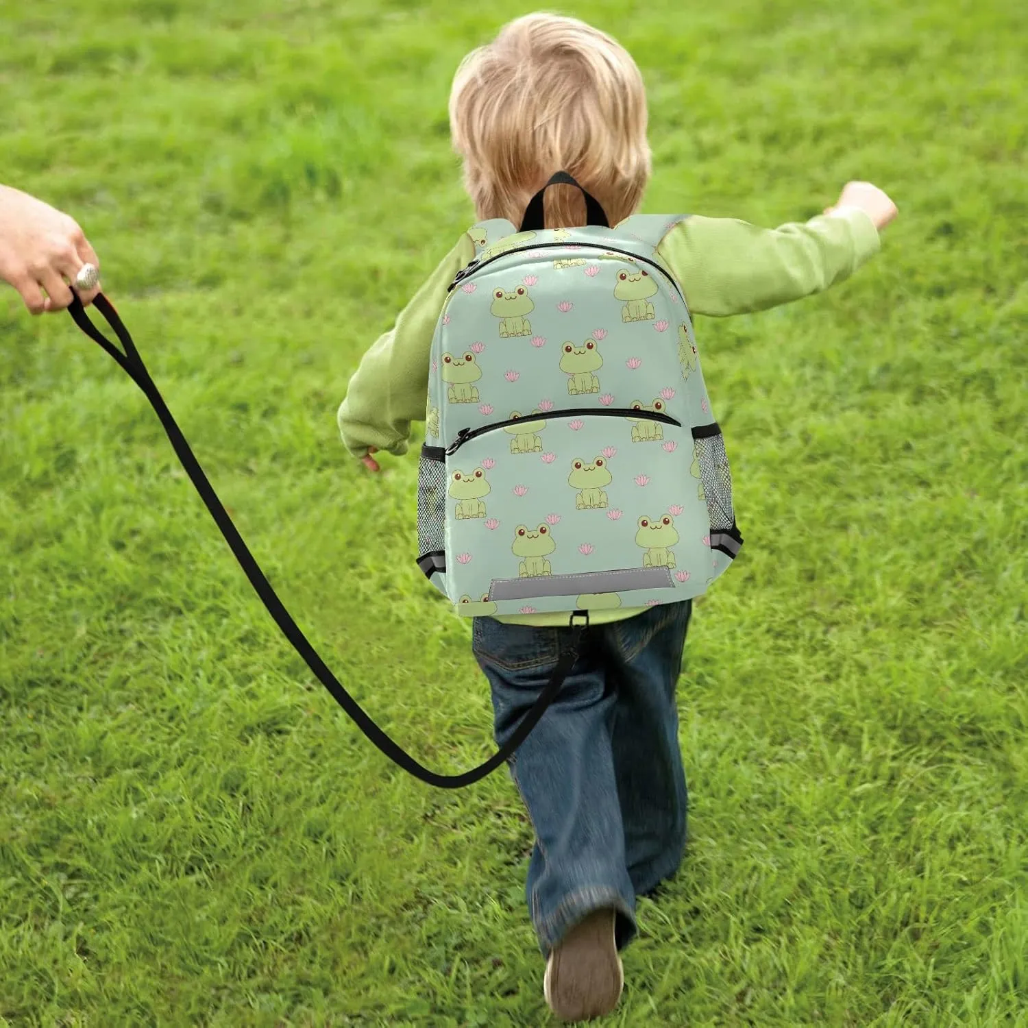 Fisyme Cute Frog Backpack Schoolbag Kids Daypack Toddler Travel School Bag Small Mini Backpacks for Kindergarten Preschool Nursery Children Girl Boys with Chest Strap