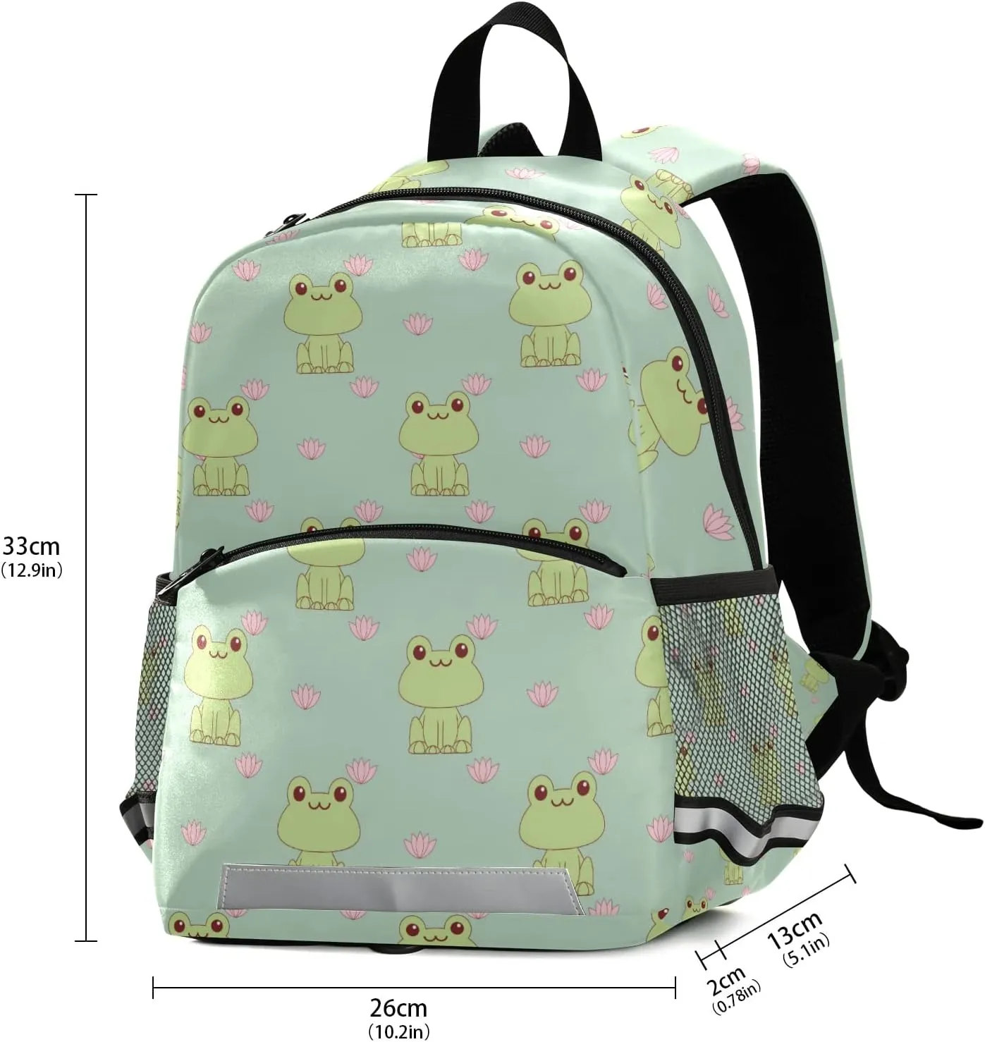 Fisyme Cute Frog Backpack Schoolbag Kids Daypack Toddler Travel School Bag Small Mini Backpacks for Kindergarten Preschool Nursery Children Girl Boys with Chest Strap