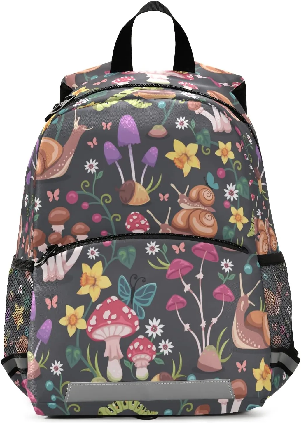 Fisyme Forest Mushrooms Snails Backpack Schoolbag Kids Daypack Toddler Travel School Bag Small Mini Backpacks for Kindergarten Preschool Nursery Children Boys Girls with Chest Strap