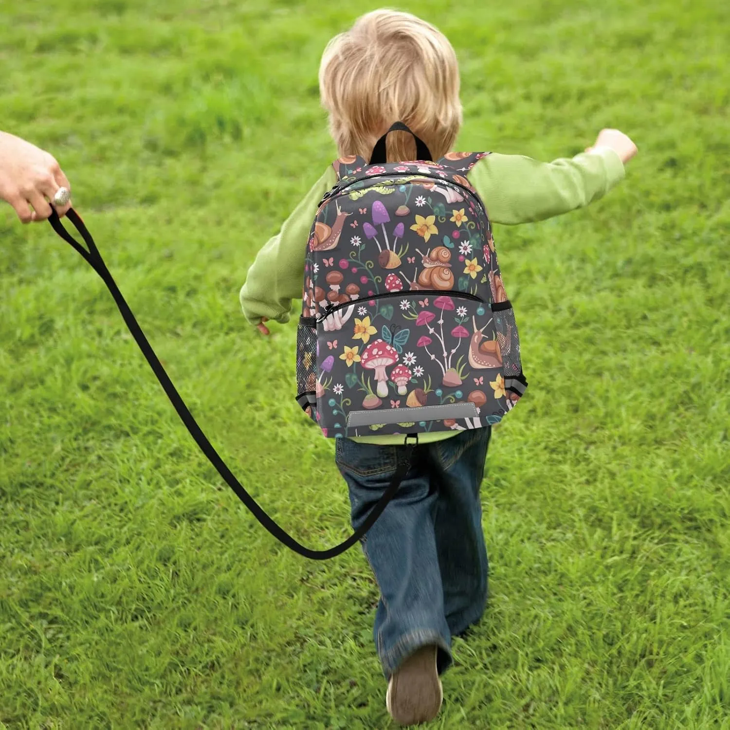 Fisyme Forest Mushrooms Snails Backpack Schoolbag Kids Daypack Toddler Travel School Bag Small Mini Backpacks for Kindergarten Preschool Nursery Children Boys Girls with Chest Strap