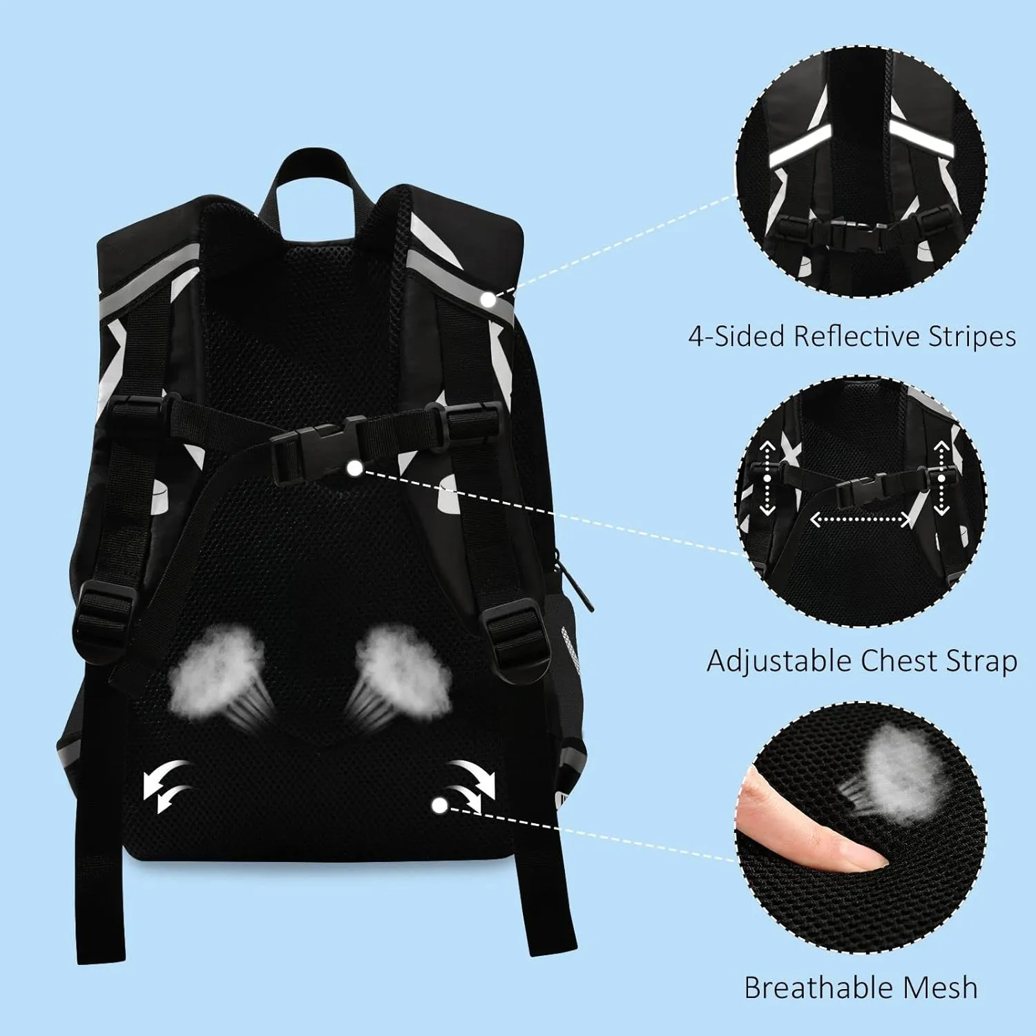 Fisyme Hockey Stick Puck Black Backpack Schoolbag Kids Daypack Toddler Travel School Bag Small Mini Backpacks for Kindergarten Preschool Nursery Children Boys Girls with Chest Strap