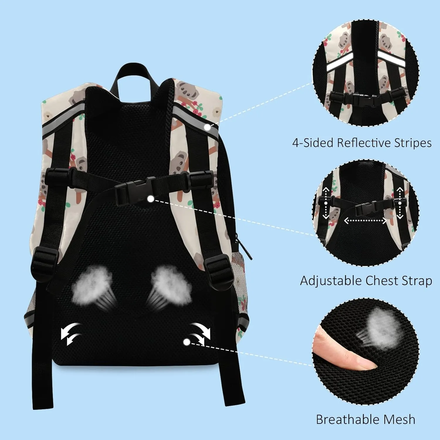 Fisyme Koala Tree Backpack Schoolbag Kids Daypack Toddler Travel School Bag Small Mini Backpacks for Kindergarten Preschool Nursery Children Boys Girls with Chest Strap