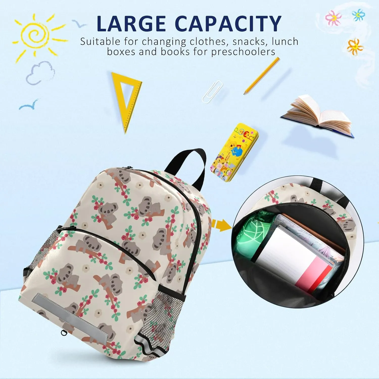 Fisyme Koala Tree Backpack Schoolbag Kids Daypack Toddler Travel School Bag Small Mini Backpacks for Kindergarten Preschool Nursery Children Boys Girls with Chest Strap