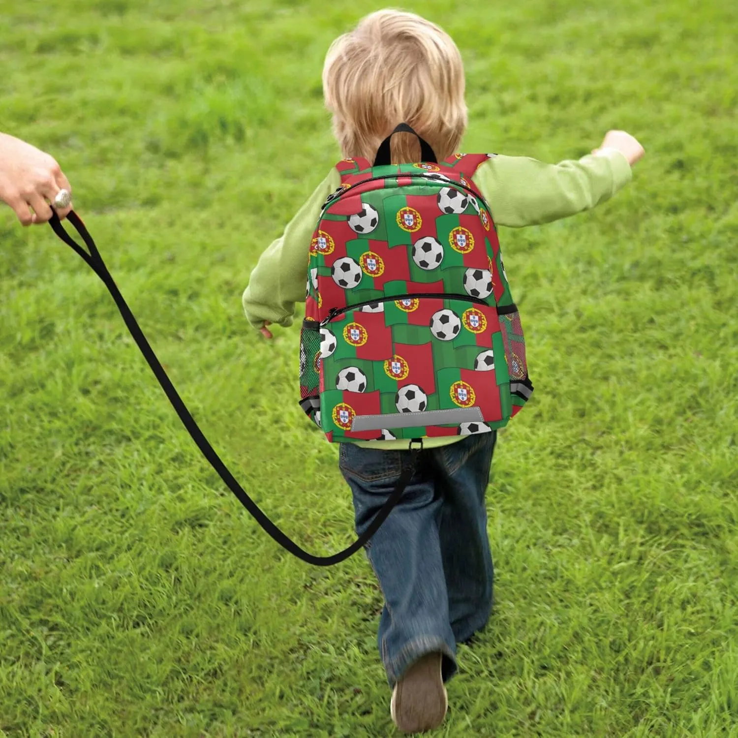 Fisyme Portugal Flags Soccer Backpack Schoolbag Kids Daypack Toddler Travel School Bag Small Mini Backpacks for Kindergarten Preschool Nursery Boys Girls