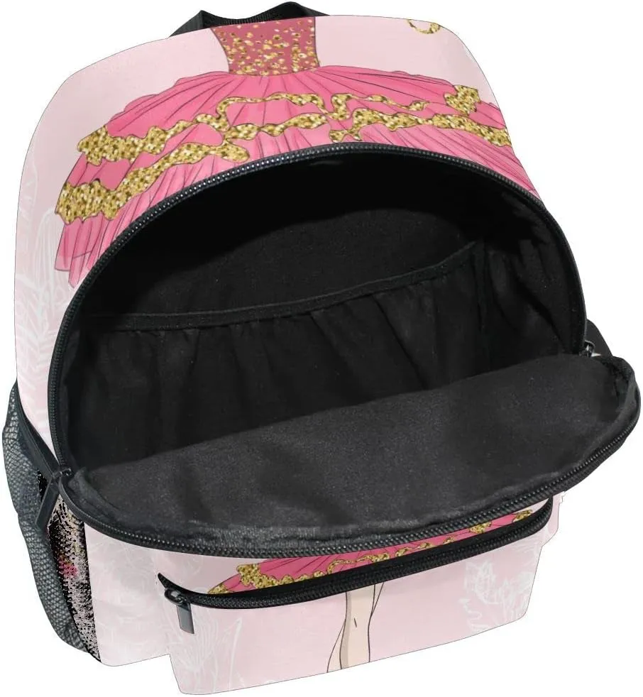 Fisyme Toddler Backpack Butterfly Cute Ballerina Girl School Bag Kids Backpacks for Kindergarten Preschool Nursery Girls Boys, S