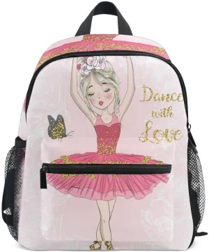 Fisyme Toddler Backpack Butterfly Cute Ballerina Girl School Bag Kids Backpacks for Kindergarten Preschool Nursery Girls Boys, S