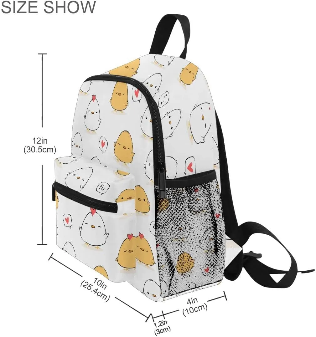 Fisyme Toddler Backpack Chicken Rooster Cartoon School Bag Kids Backpacks for Kindergarten Preschool Nursery Girls Boys, S