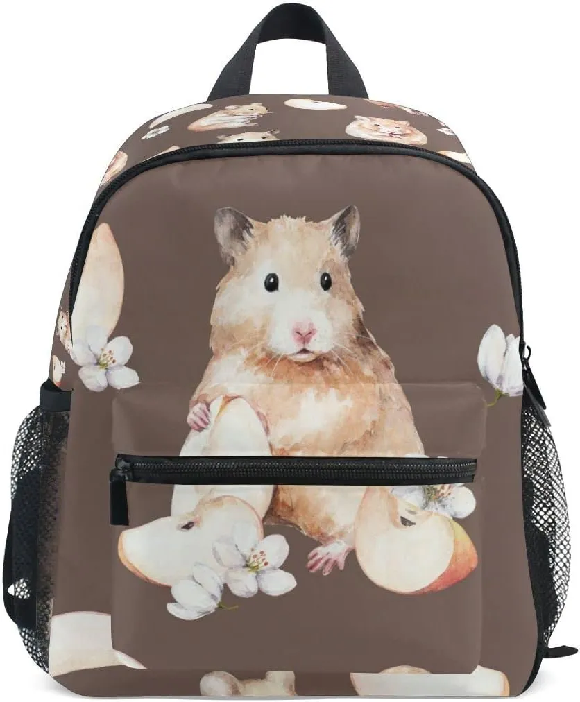 Fisyme Toddler Backpack Cute Hamster Mouse School Bag Kids Backpacks for Kindergarten Preschool Nursery Girls Boys, S