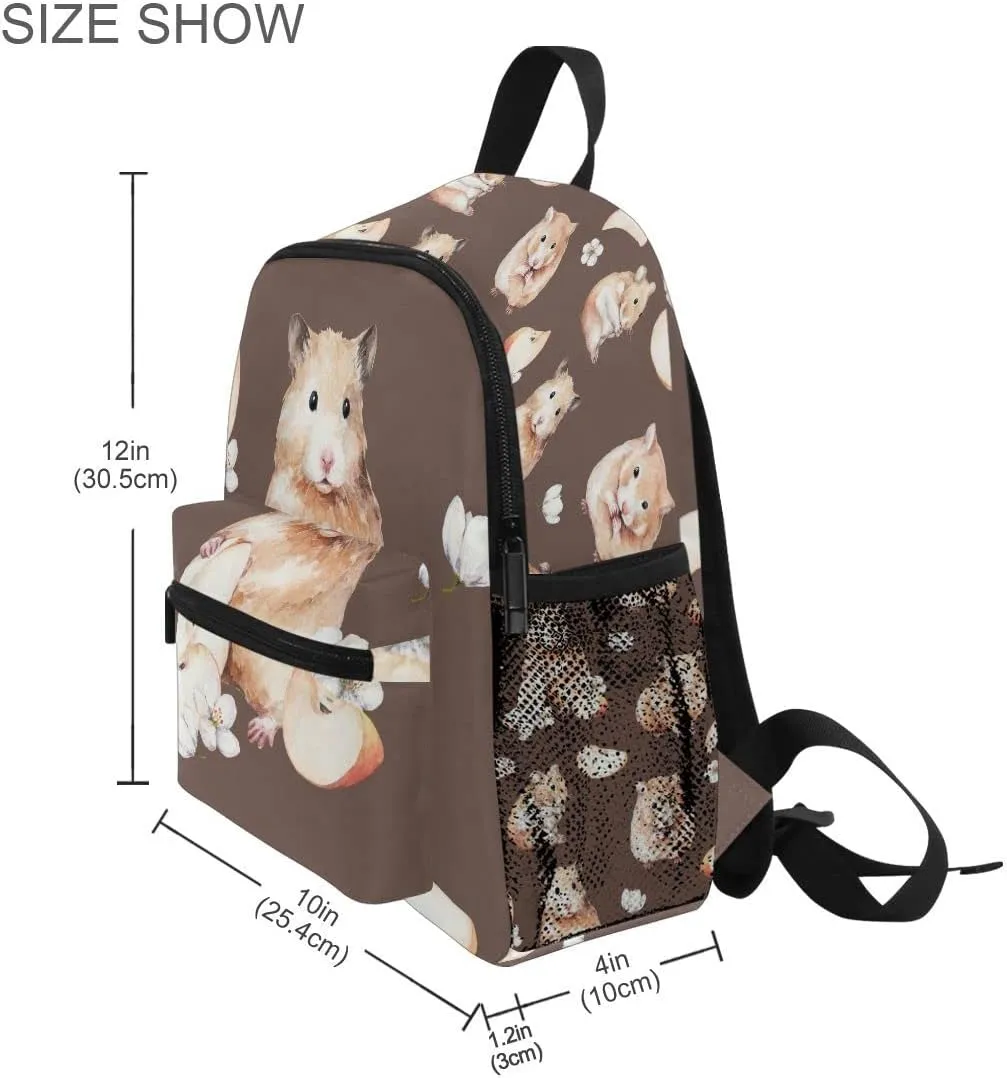 Fisyme Toddler Backpack Cute Hamster Mouse School Bag Kids Backpacks for Kindergarten Preschool Nursery Girls Boys, S