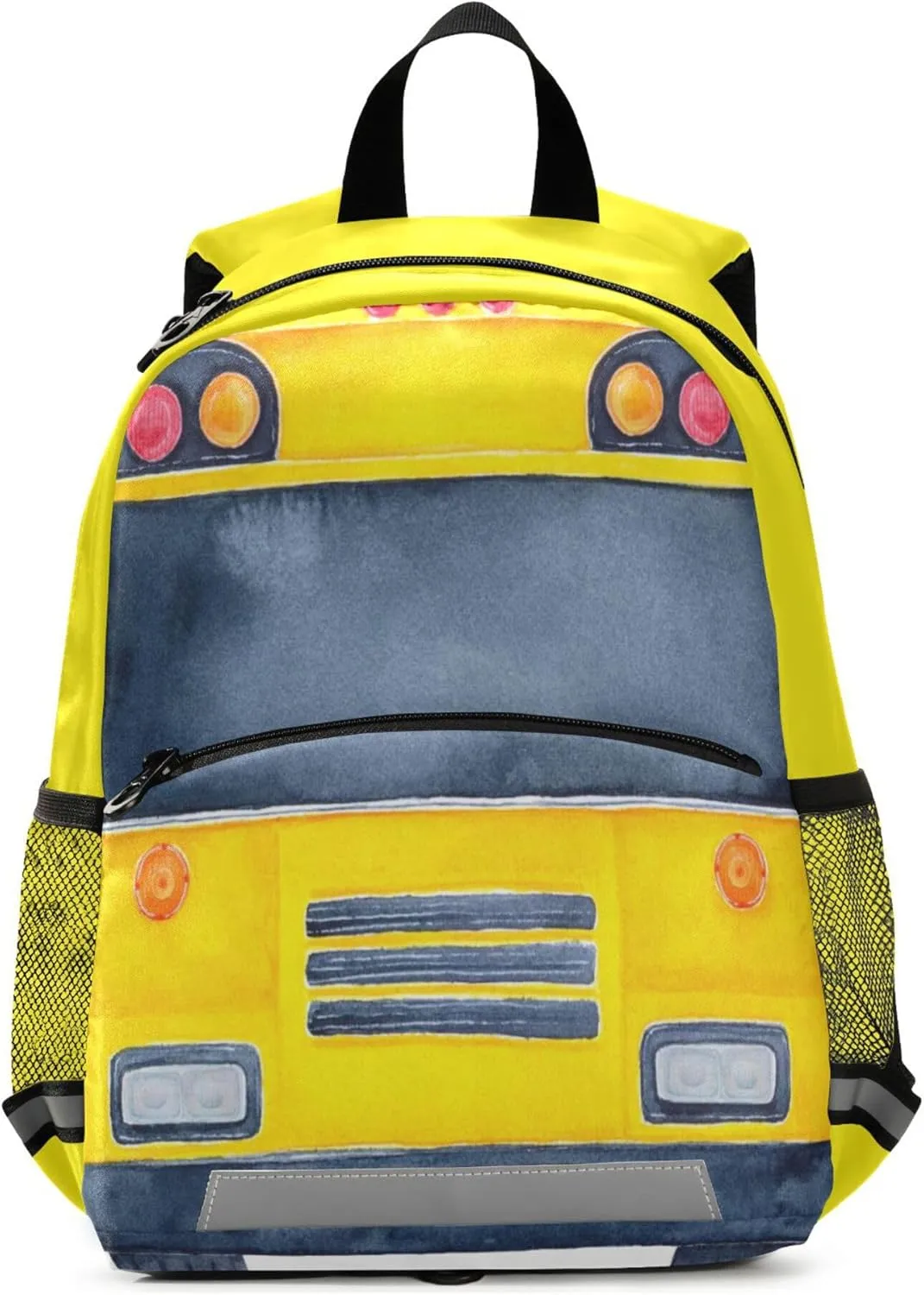 Fisyme Yellow School Bus Backpack Schoolbag Kids Daypack Toddler Travel School Bag Small Mini Backpacks for Kindergarten Preschool Nursery Boys Girls