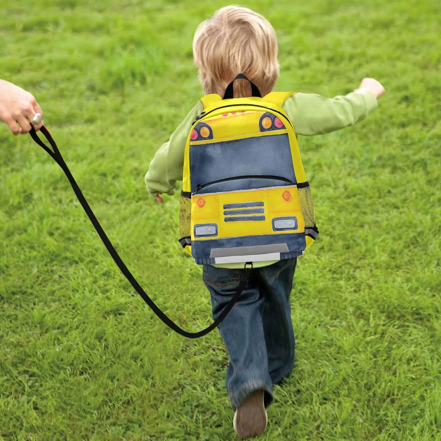 Fisyme Yellow School Bus Backpack Schoolbag Kids Daypack Toddler Travel School Bag Small Mini Backpacks for Kindergarten Preschool Nursery Boys Girls