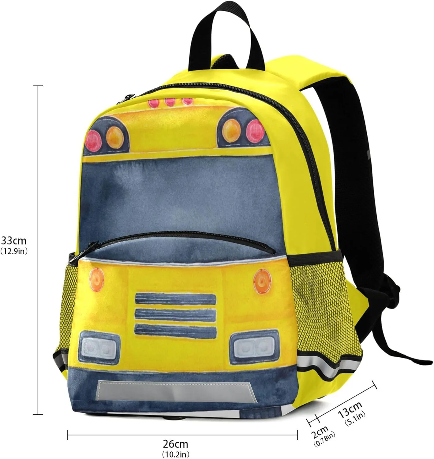 Fisyme Yellow School Bus Backpack Schoolbag Kids Daypack Toddler Travel School Bag Small Mini Backpacks for Kindergarten Preschool Nursery Boys Girls