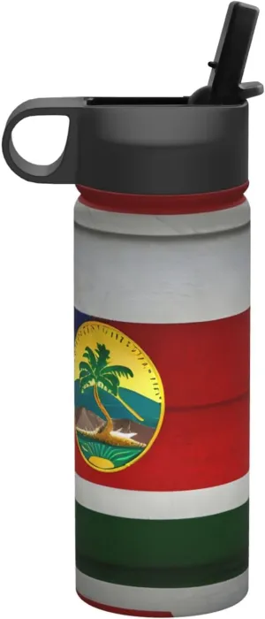 Flag of Hawaii American Print Flask Stainless Steel Water Bottle with Straw 18OZ FOR Outdoor Gym Commute