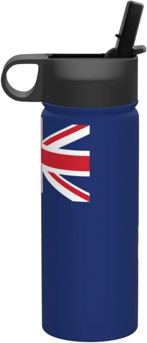 Flag of the Turks and Caicos Islands Print Flask Stainless Steel Water Bottle with Straw 18OZ FOR Outdoor Gym Commute