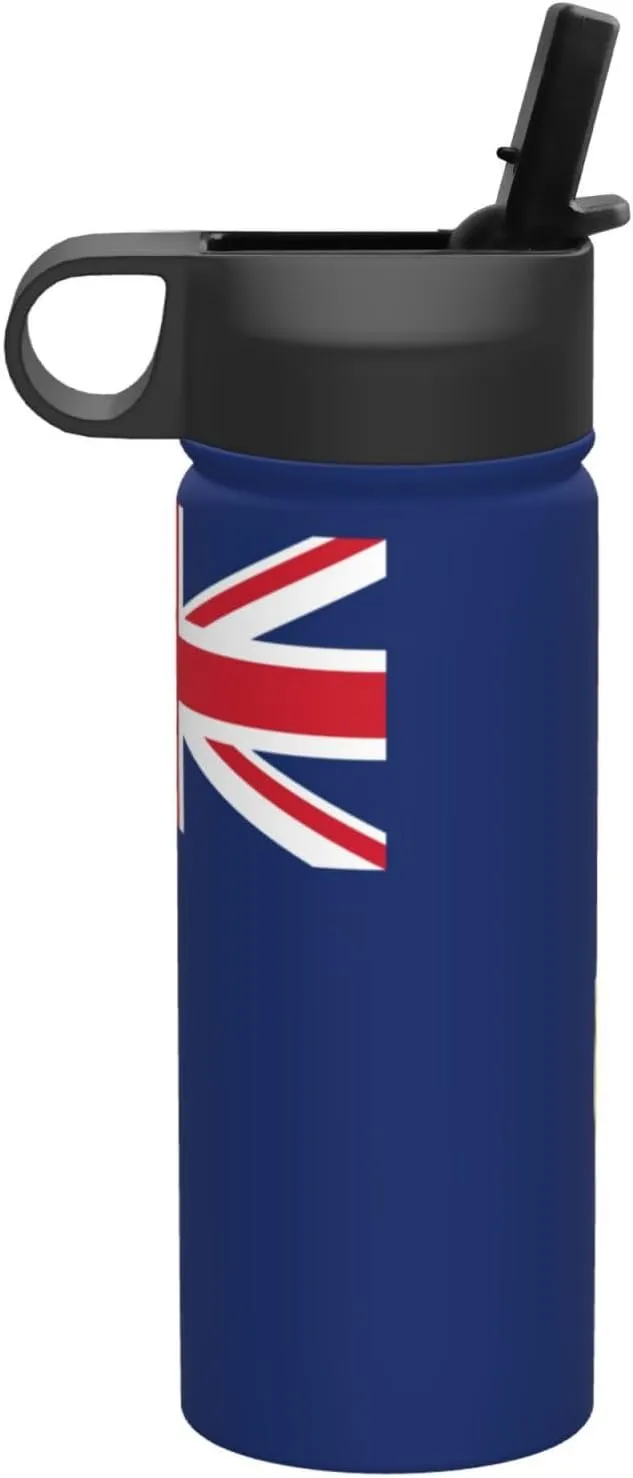 Flag of the Turks and Caicos Islands Print Flask Stainless Steel Water Bottle with Straw 18OZ FOR Outdoor Gym Commute