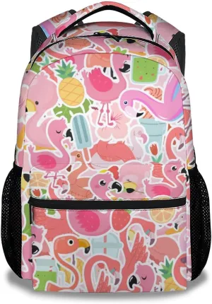 Flamingo Backpack for Girls Boys, 16 Inch Pink Backpacks for School, Cute Lightweight Durable Bookbag for Kids