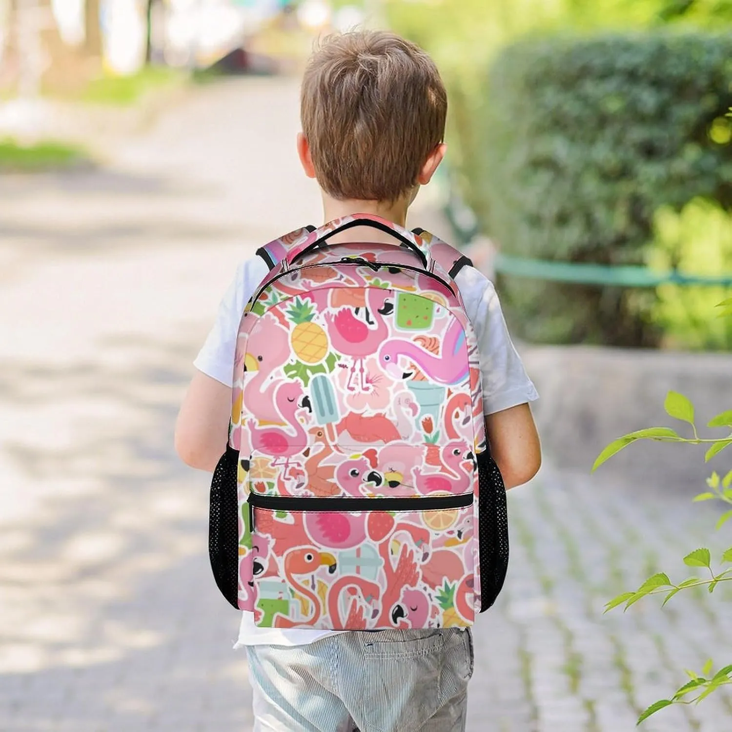 Flamingo Backpack for Girls Boys, 16 Inch Pink Backpacks for School, Cute Lightweight Durable Bookbag for Kids