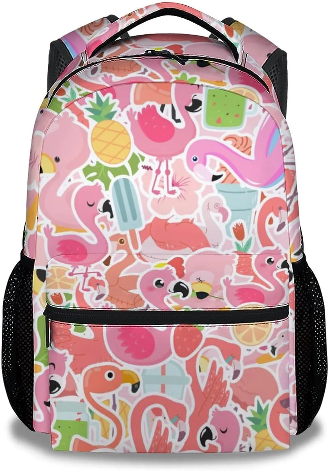 Flamingo Backpack for Girls Boys, 16 Inch Pink Backpacks for School, Cute Lightweight Durable Bookbag for Kids