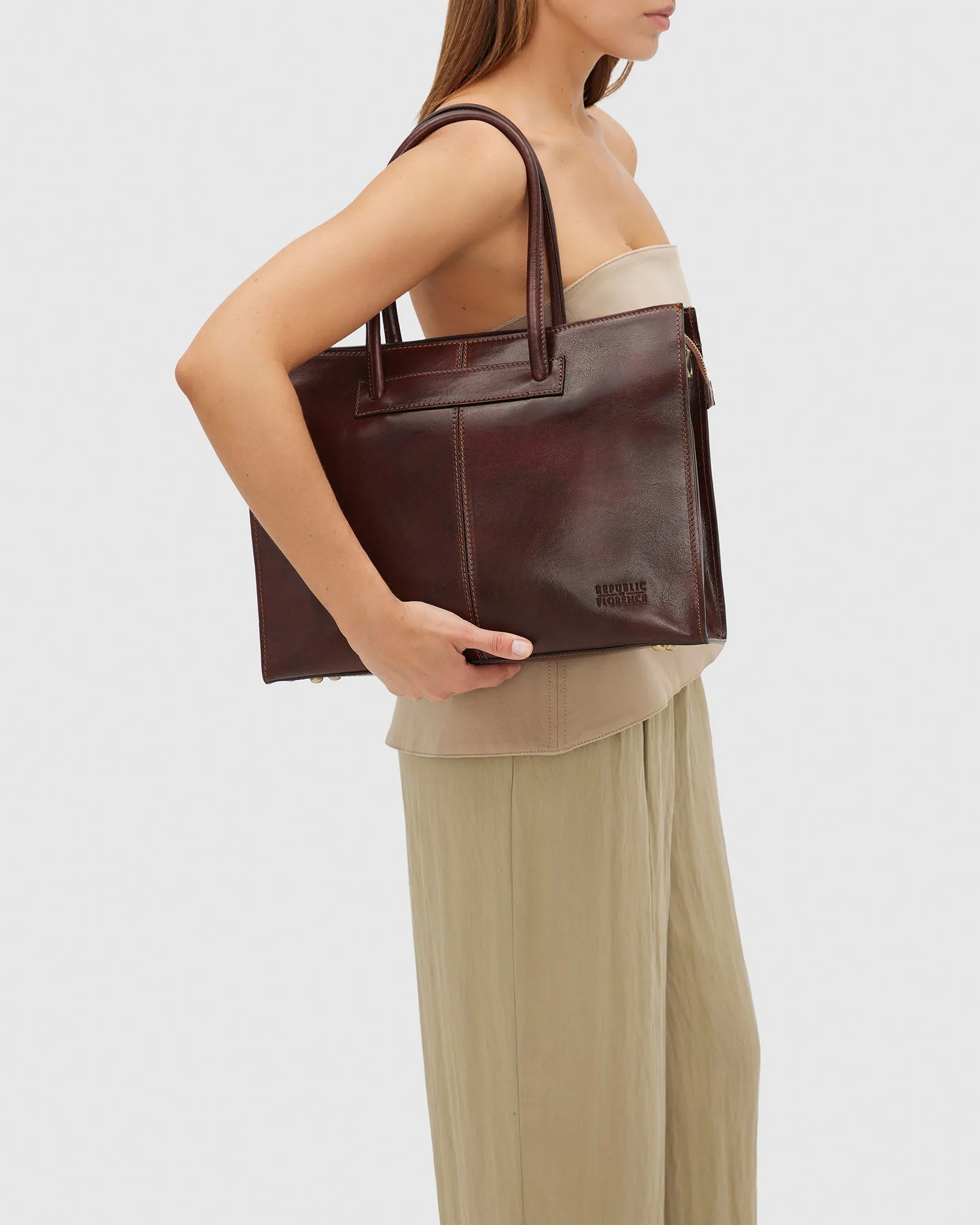 Florence Brown - Leather Woman Briefcase