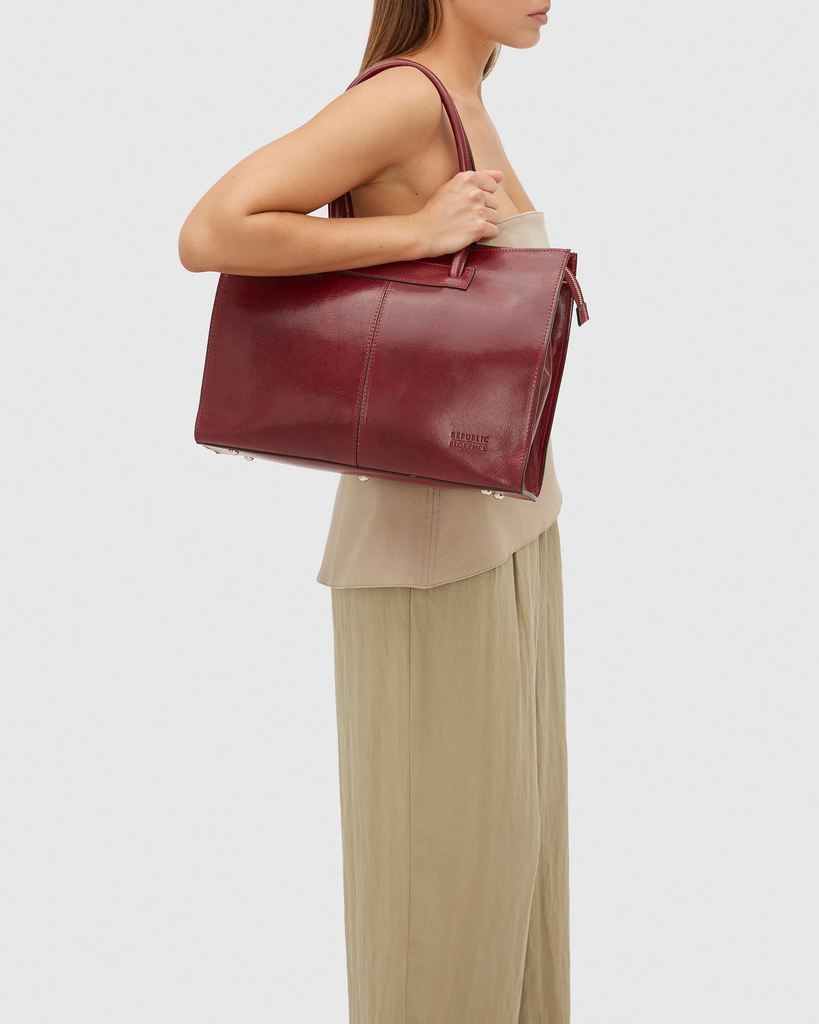 Florence Red - Leather Tote Bag