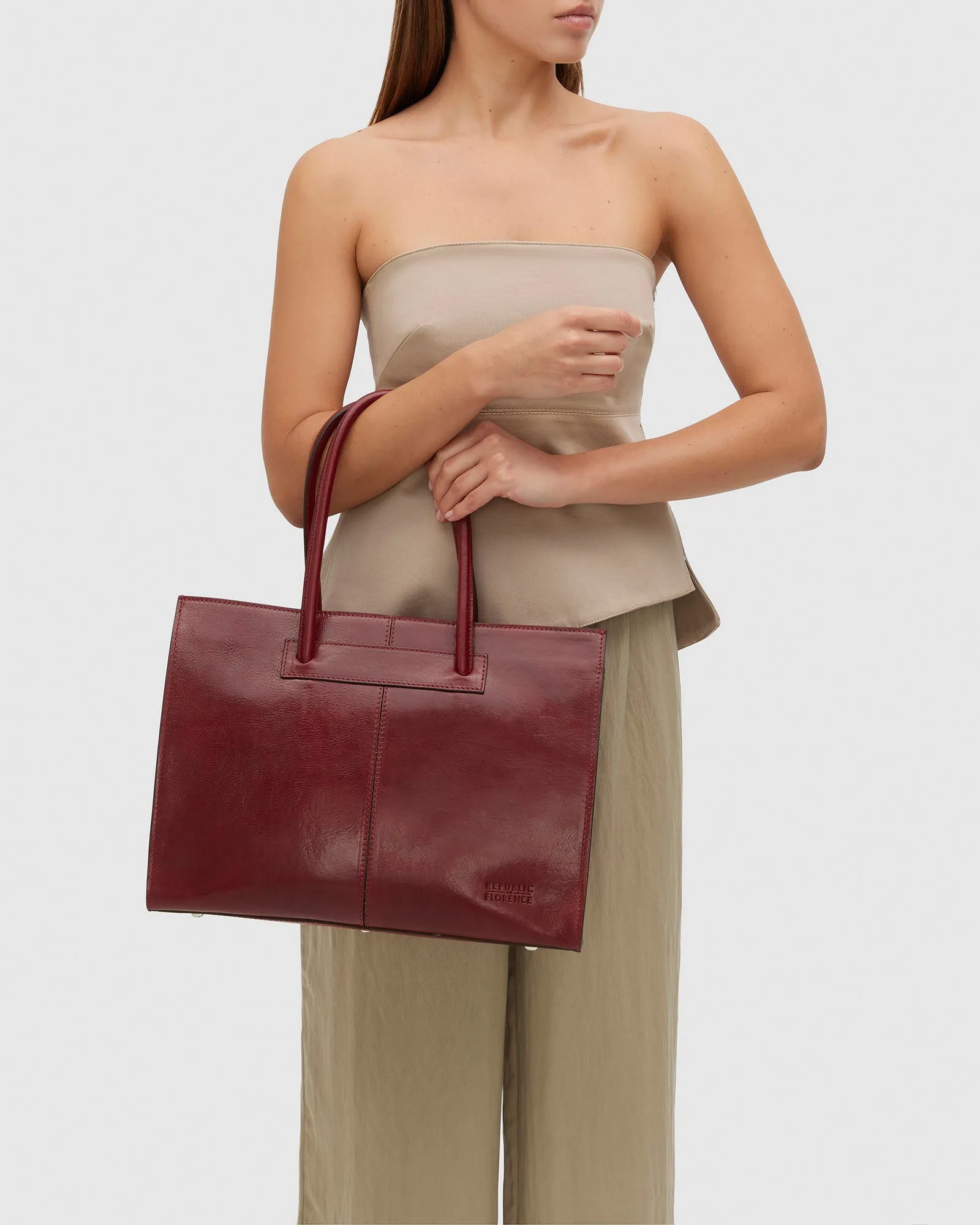 Florence Red - Leather Tote Bag