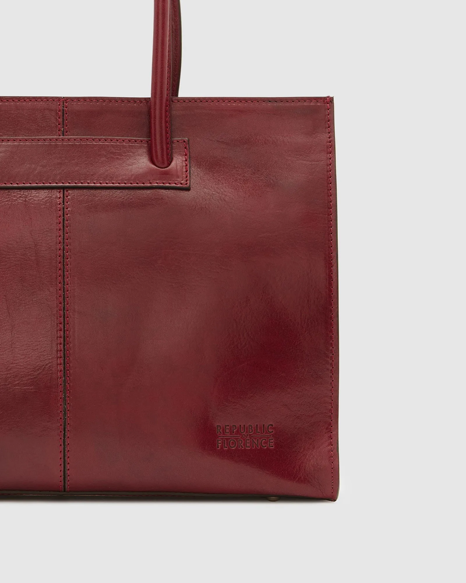 Florence Red - Leather Tote Bag