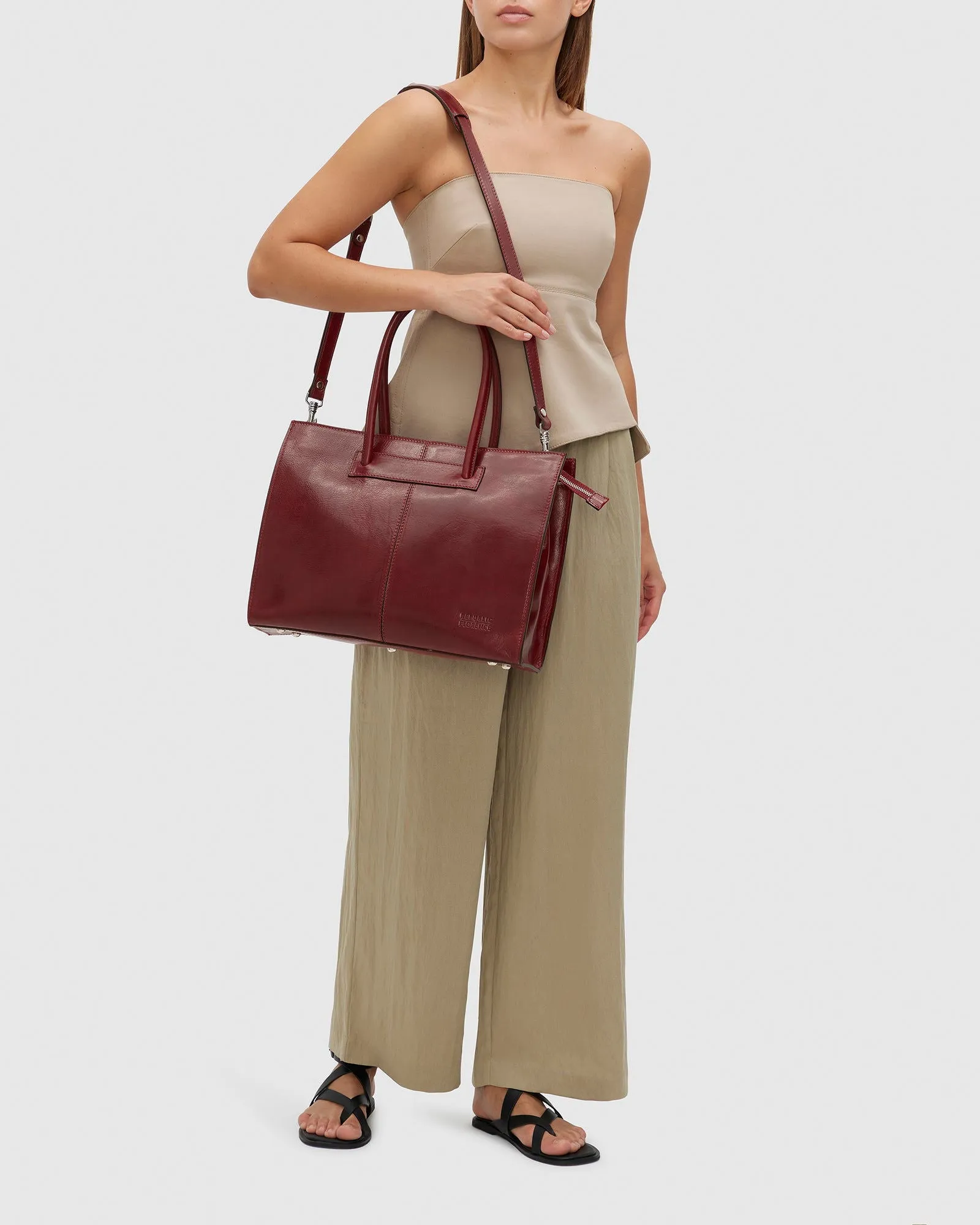 Florence Red - Leather Tote Bag