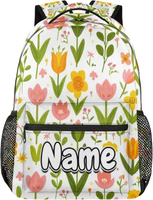 Flower Tulips Large Backpack Fashion Travel Backpacks for Business Women Men Casual Laptop Bag Waterproof Lightweight Shoulder Bags 16in