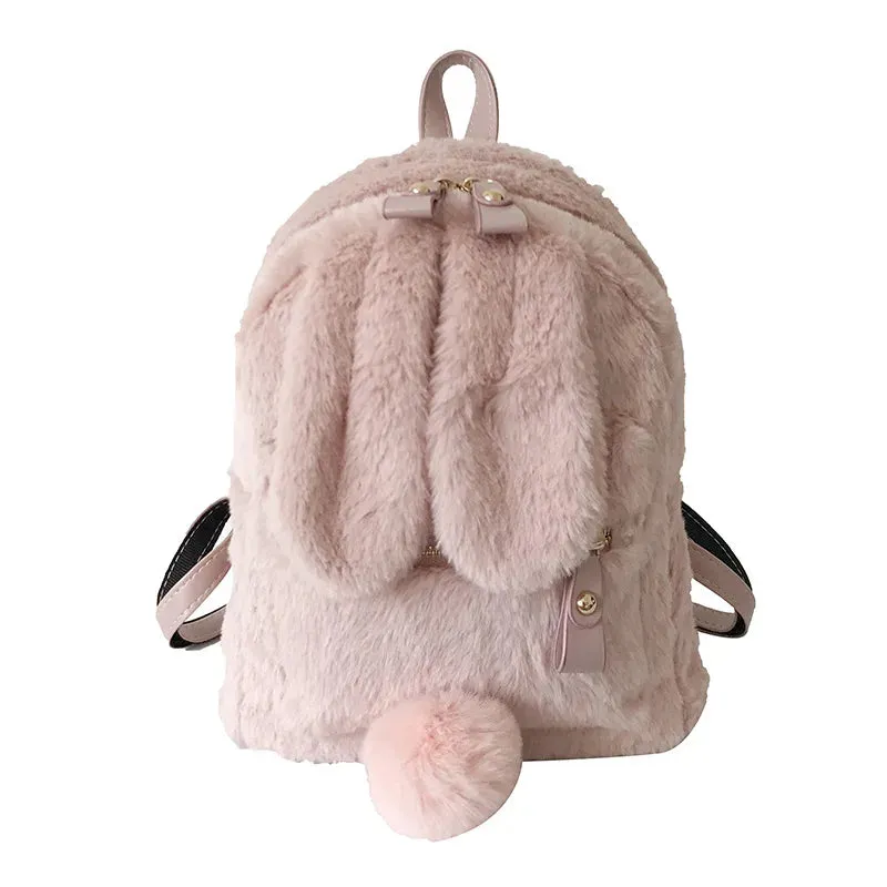Fluffy Rabbit Backpack 🐇✨ Kawaii School Bag for Kids - Cute & Cozy Travel Companion!
