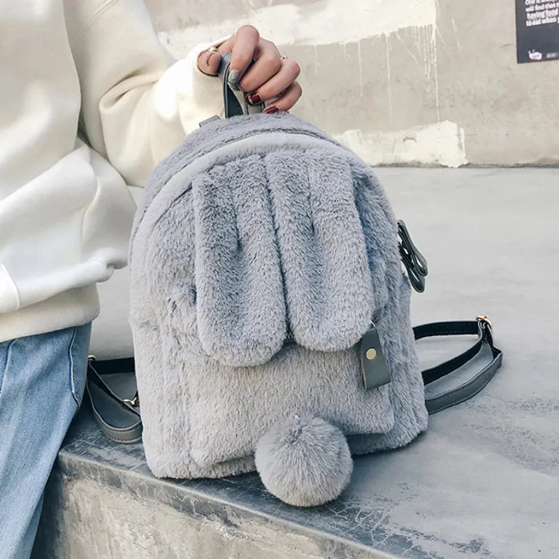 Fluffy Rabbit Backpack 🐇✨ Kawaii School Bag for Kids - Cute & Cozy Travel Companion!