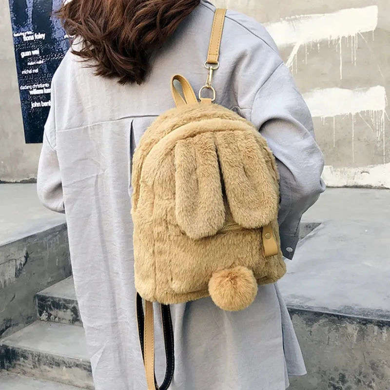 Fluffy Rabbit Backpack 🐇✨ Kawaii School Bag for Kids - Cute & Cozy Travel Companion!