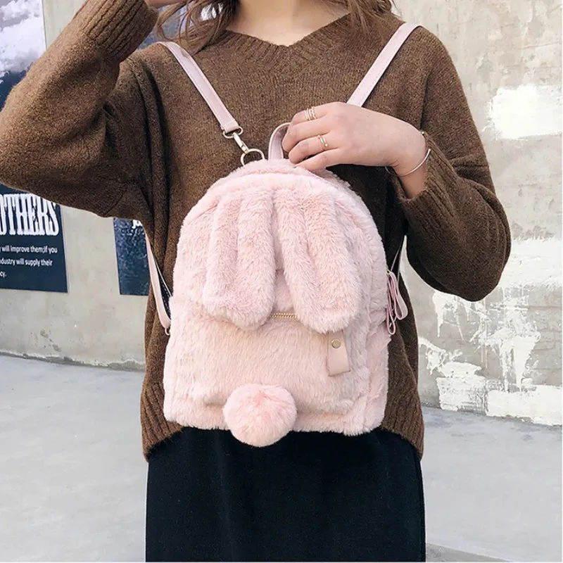 Fluffy Rabbit Backpack 🐇✨ Kawaii School Bag for Kids - Cute & Cozy Travel Companion!