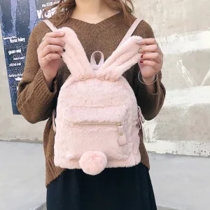 Fluffy Rabbit Backpack 🐇✨ Kawaii School Bag for Kids - Cute & Cozy Travel Companion!