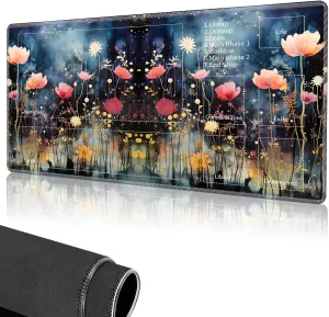for MTG Playmat,Card Playmat Stitched with Magic Zone for MTG Card Game Playing,(35.5x19.7 in) Card Playmats Smooth Cloth Surface Non-Slip Silicone Bottom Battle Game Mat-Colorful flowerss