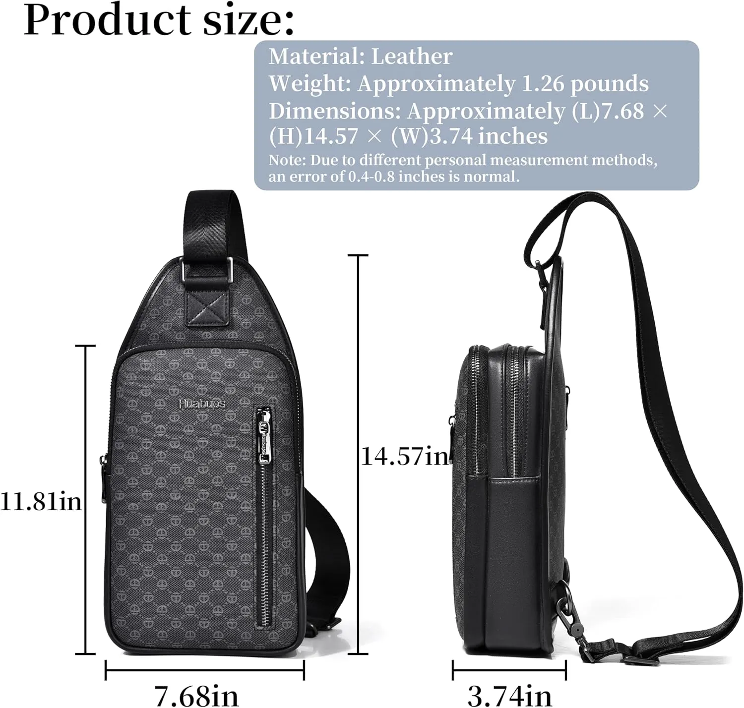 FSD. WG sling Backpack for Men Chest Bag Crossbody Shoulder Bags Travel Hiking Bag Purse for Men with Water Resistant