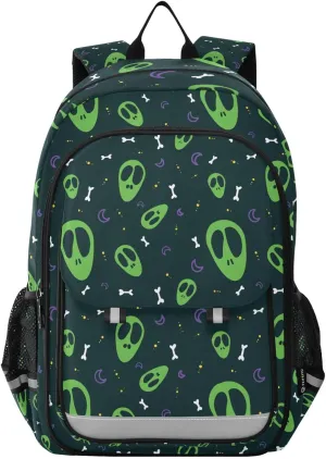 Funny Alien Skull Laptop Backpack Purse for Women Men School Bag 17 Inch Bookbag Student Boys Girls Travel Casual Daypack