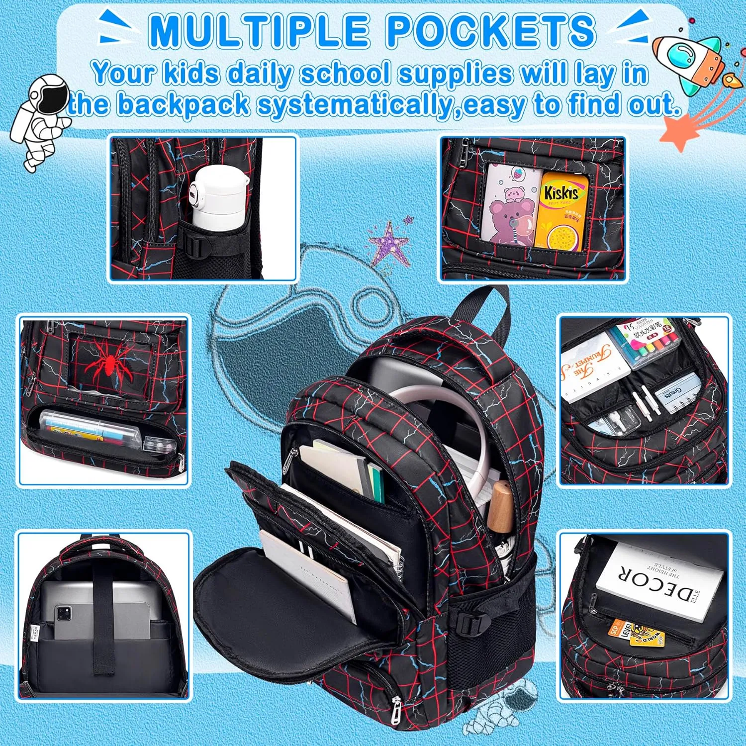 FunnyGifts Boys Backpacks for Kids School Bookbag for Elementary Kindergarten Preschool Mochila Para Niños 4 5 6 7 8 9 10 11 12