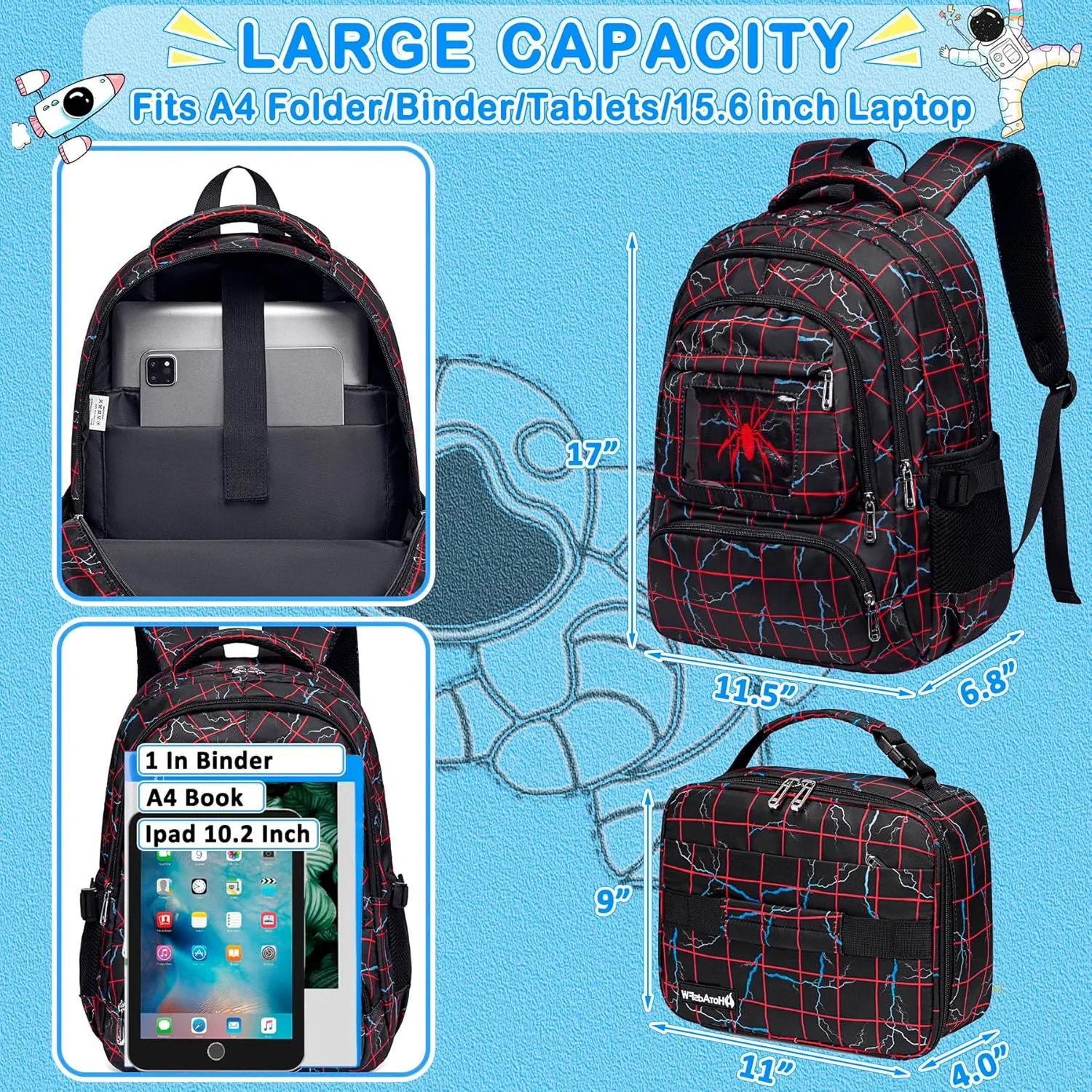 FunnyGifts Boys Backpacks for Kids School Bookbag for Elementary Kindergarten Preschool Mochila Para Niños 4 5 6 7 8 9 10 11 12
