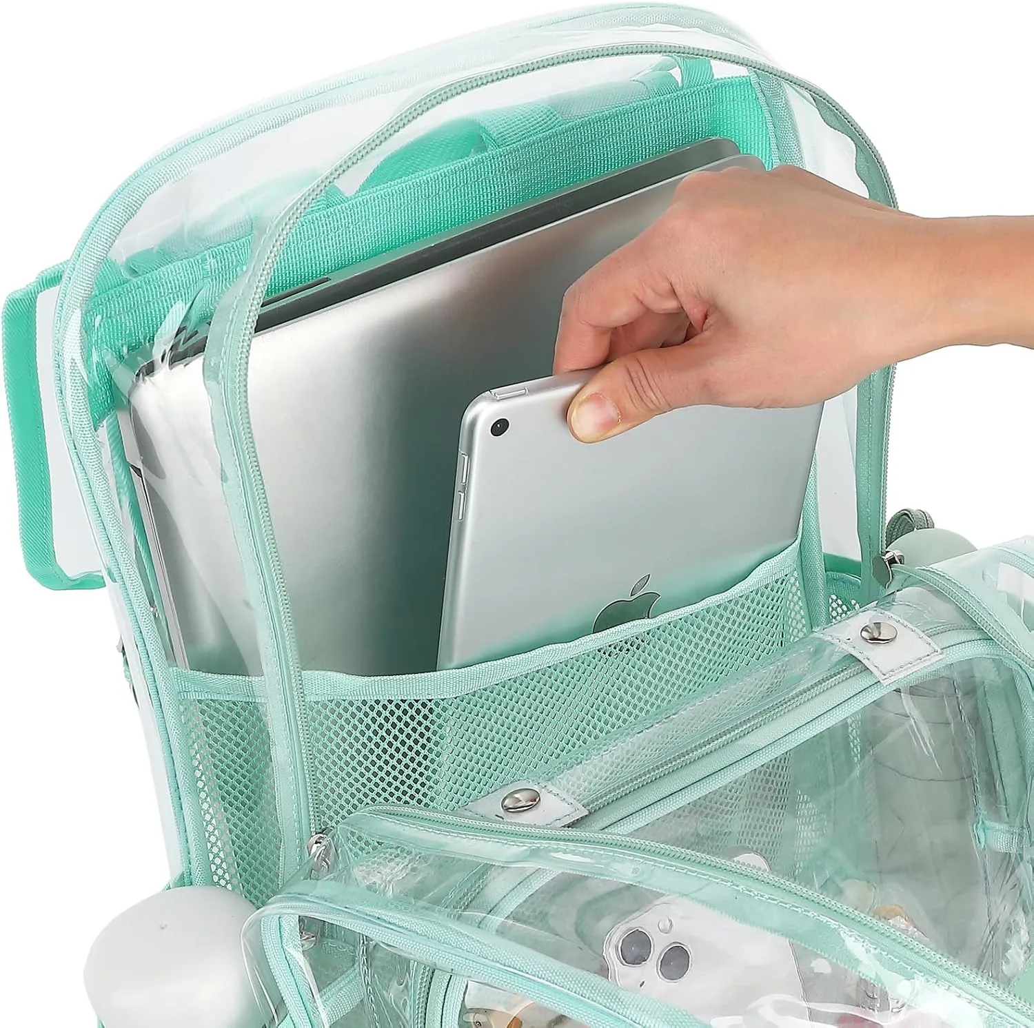 Fuyicat Clear Backpack Heavy Duty PVC Transparent Girls Kids School Backpacks Stadium Approved See Through College Bookbag for Women (Green)