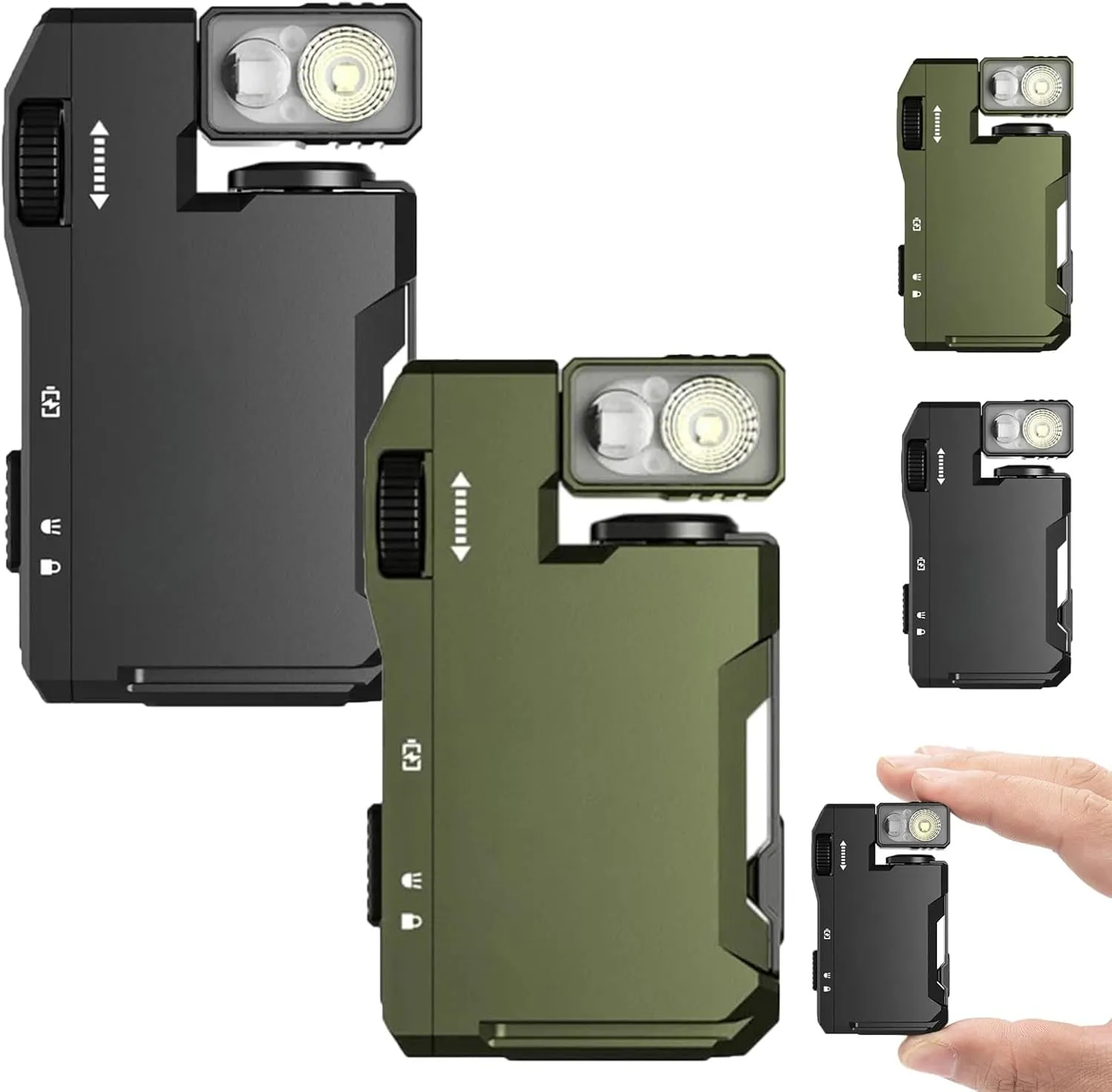 G5 Rechargeable EDC Flashlight,2025 G5 Magnetic Mini Flashlight,3 Modes 400 Lumens EDC Flashlight with RGB,180°Rotation,Dual Light,Petite Flat Keychain Flashlight for Camping Emergency (Black Green)